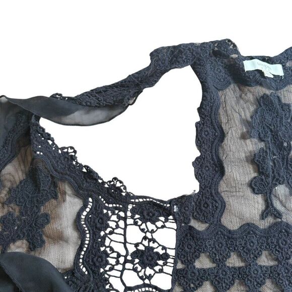 Umgee Lace Vest Black Small Medium Sheer Sleeveless Top Open Ruffle - Picture 7 of 8